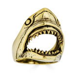 Shark Bottle Opener Ring - 14k Gold Vermeil 925 Silver Oxidized - Plain