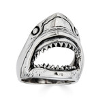 Shark Bottle Opener Ring - 925 Silver Oxidized - Plain