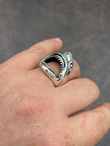 Italiano Silver, Inc Real 925 Sterling Silver Mens Great White Shark JAWS Ring Size 7 8 9 10 11 12 13