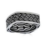 Square Eternity Band Ring - 925 Silver Oxidized - Plain