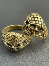 Italiano Silver, Inc Mens 14k Gold Over Real 925 Sterling Silver Ring Punisher Terminator Half Skull