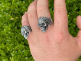 Italiano Silver, Inc Mens 925 Sterling Silver Calavera Day Of Dead Sugar Flower Skull Death Ring