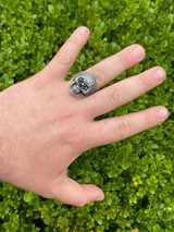 Italiano Silver, Inc Mens 925 Sterling Silver Calavera Day Of Dead Sugar Flower Skull Death Ring