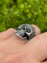 Italiano Silver, Inc Mens 925 Sterling Silver Calavera Day Of Dead Sugar Flower Skull Death Ring