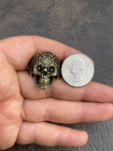 Italiano Silver, Inc 14k Gold Over Real 925 Sterling Silver Calavera Day Of Dead Sugar Skull Ring