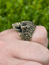 Italiano Silver, Inc 14k Gold Over Real 925 Sterling Silver Calavera Day Of Dead Sugar Skull Ring