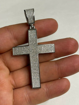 HarlemBling Real 925 Silver Large Iced Cross Pendant 2.5CT MOISSANITE Passes Diamond Tester