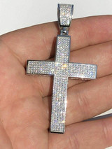HarlemBling Real 925 Silver Large Iced Cross Pendant 2.5CT MOISSANITE Passes Diamond Tester