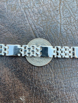 HarlemBling Mens Real Solid 925 Sterling Silver Plain Presidential Panther Link Bracelet