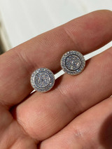 HarlemBling Real 925 Silver Iced Moissanite Hip Hop Mens Earrings Studs Pass Diamond Tester