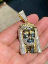 Italiano Silver, Inc Jesus Piece Pendant Iced Necklace MOISSANITE Pass Diamond Tester Gold Over 925
