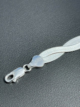 Handmade 7mm Thick Ladies Solid 925 Silver Twisted Braided Herringbone Bracelet 6 - 8.5