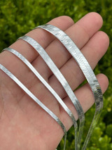 Italiano Silver, Inc Solid 925 Sterling Silver Herringbone Chain Necklace 3-9mm 14- 28 Diamond Cut