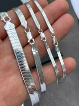 Italiano Silver, Inc Solid 925 Sterling Silver Herringbone Chain Necklace 3-9mm 14- 28 Diamond Cut