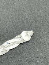 Handmade Ladies Solid 925 Sterling Silver Braided Herringbone Chain Necklace Diamond Cut