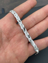 Italiano Silver, Inc Solid 925 Sterling Silver Ladies Diamond Cut Twist Braided Herringbone Bracelet