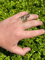 Snake Ring 14K Gold Vermeil 925 Silver Wrap Around Cobra W Ruby Eyes Sizes 5-12