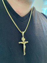 Italiano Silver, Inc 14k Gold Over Real Solid 925 Silver Cross Jesus Piece Crucifix Pendant Necklace