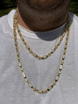 Men Bullet Chain 14k Gold Over Real 925 Silver Iced Flooded Out Hip Hop Necklace