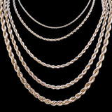 Rope Chain Necklace - 14k Rose Gold Plated Stainless Steel - 18"-30" - 2mm-6mm