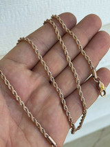 HarlemBling Mens Real Rope Chain Necklace 14k Rose Gold Over Stainless Steel 2mm-6mm 18-30
