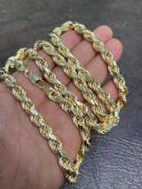 HarlemBling 8mm Thick Mens Rope Chain 14k Gold Over Real Solid 925 Sterling Silver Necklace