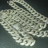 HarlemBling Mens Miami Cuban Link Chain Real Iced Moissanite - Passes Diamond Tester 12mm