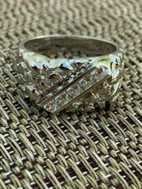 HarlemBling Mens REAL Solid 925 Sterling Silver MOISSANITE Nugget Ring Sz 7-13 Pinky Iced