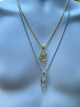 HarlemBling Solid 925 Silver and Gold Praying Hands W Cross Pendant Necklace ICED Moissanite