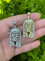 HarlemBling Mens Real 925 Silver and Gold Iced Jesus Piece Necklace Hip Hop MOISSANITE Pendant
