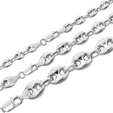 14K Gold Plated Sterling Silver 925 Puffed Mariner Link Chain Necklace - 18" Or 20"