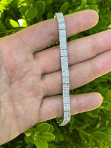 HarlemBling SOLID 925 Sterling Silver Baguette Tennis Bracelet ICED Diamond Necklace Hip Hop