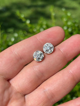 HarlemBling Real 925 Silver Iced Diamond Cluster Mens Ladies Hip Hop Earrings Large Studs