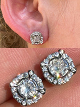 HarlemBling Real 925 Sterling Silver Iced CZ Out Hip Hop Earrings Studs Mens Ladies dollar99 MSRP