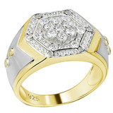 HarlemBling Mens 14k Gold and Real Solid 925 Silver Diamond RING Size 6 7 8 9 10 11 12 13 ICED