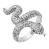 King Cobra Iced Out Ring - 925 Silver - Baguette CZ Stones