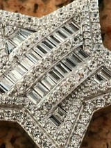 HarlemBling Solid 925 Silver Iced Hip Hop Mens Diamond SUPER Star 14k Gold Chain Pendant Icy