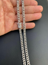 HarlemBling 6mm Miami Cuban Iced Solid Silver Chain Necklace 16-30 MOISSANITE Mens Ladies