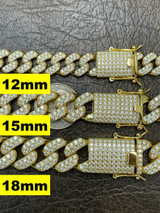 HarlemBling Real Miami Cuban Link Chain Iced MOISSANITE 14k Gold and Solid 925 Silver Necklace