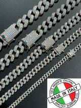 HarlemBling Real Miami Cuban Link Chain Iced Diamond Out Solid 925 Sterling Silver Necklace