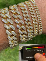 HarlemBling Real Miami Cuban Link Bracelet Iced MOISSANITE Out 14k Gold 925 Sterling Silver