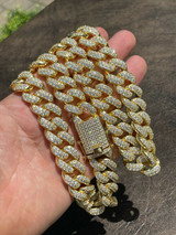 HarlemBling Real Miami Cuban Link Chain Iced Diamond Out Gold Vermeil 925 Silver Necklace