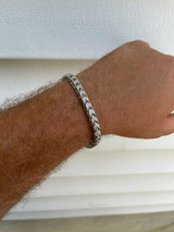 HarlemBling Mens Real Solid 925 Sterling Silver Mens Franco Bracelet 6mm Thick ICED Diamond