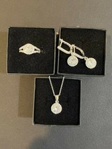 HarlemBling Real 925 Silver Diamond Ring Pendant Necklace Earrings Jewelry Set Wedding Girls