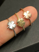 HarlemBling Four Leaf Clover Ring Sizes 5-10 925 Sterling Silver Or Yellow Rose Gold Finish