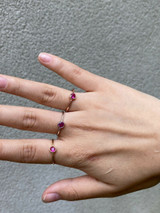 HarlemBling Tiny Red Pink Ruby Ring Diamond 925 Sterling Silver Or Yellow Rose Gold Finish