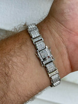 HarlemBling Mens Iced Presidential Bracelet Solid 925 Sterling Silver Diamonds