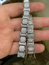 HarlemBling Mens Iced Presidential Bracelet Solid 925 Sterling Silver Diamonds