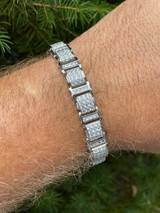 HarlemBling Mens Iced Presidential Bracelet Solid 925 Sterling Silver Diamonds