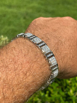 HarlemBling Mens Iced Presidential Bracelet Solid 925 Sterling Silver Diamonds